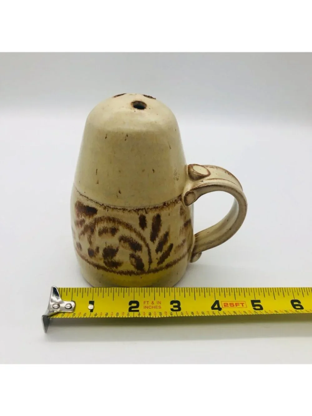 Becky Eiker Studio Pottery Ceramic Cheese Shaker and Cork Stopper Signed
